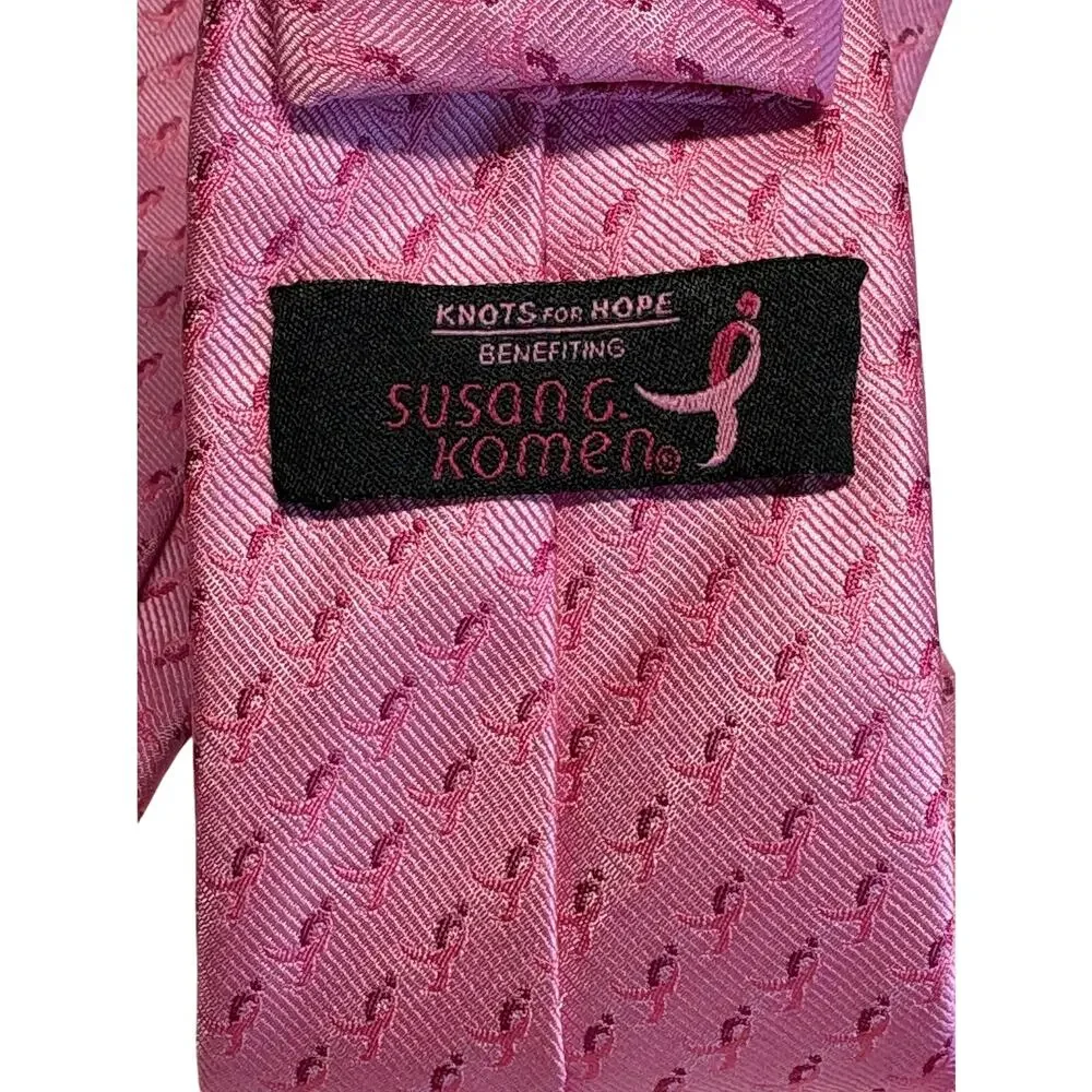 Knots for Hope Pink Necktie with Ribbon Pattern